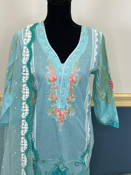 Indian Cotton Stitched Embroidery Suit Ready To Ship