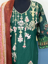 Indian Cotton Stitched Embroidery Suit Ready To Ship