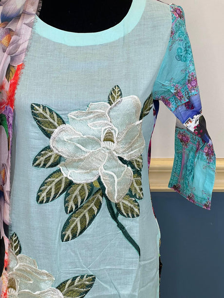 Indian Cotton Stitched Embroidery Suit Ready To Ship