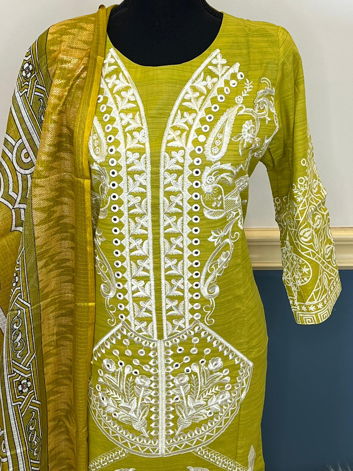 Indian Cotton Stitched Embroidery Suit Ready To Ship