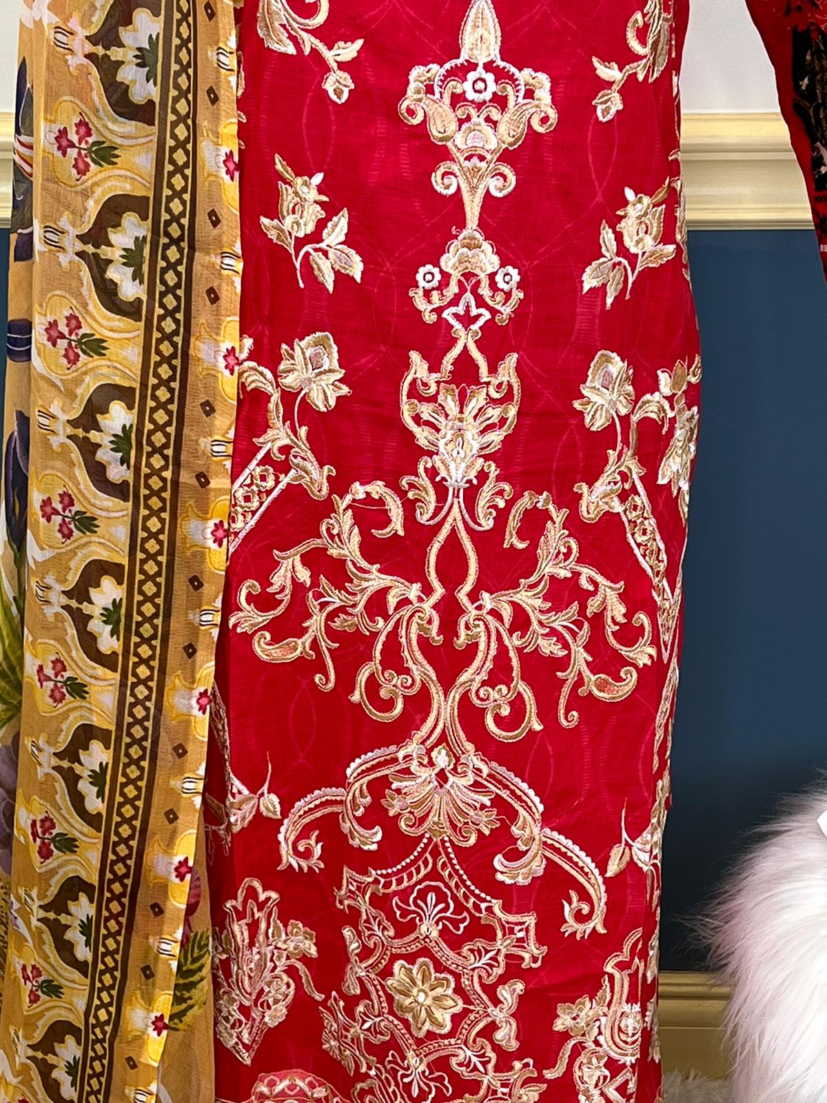 Indian Cotton Stitched Embroidery Suit Ready To Ship