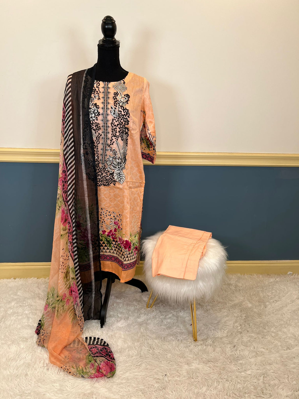 Indian Cotton Stitched Embroidery Suit Ready To Ship