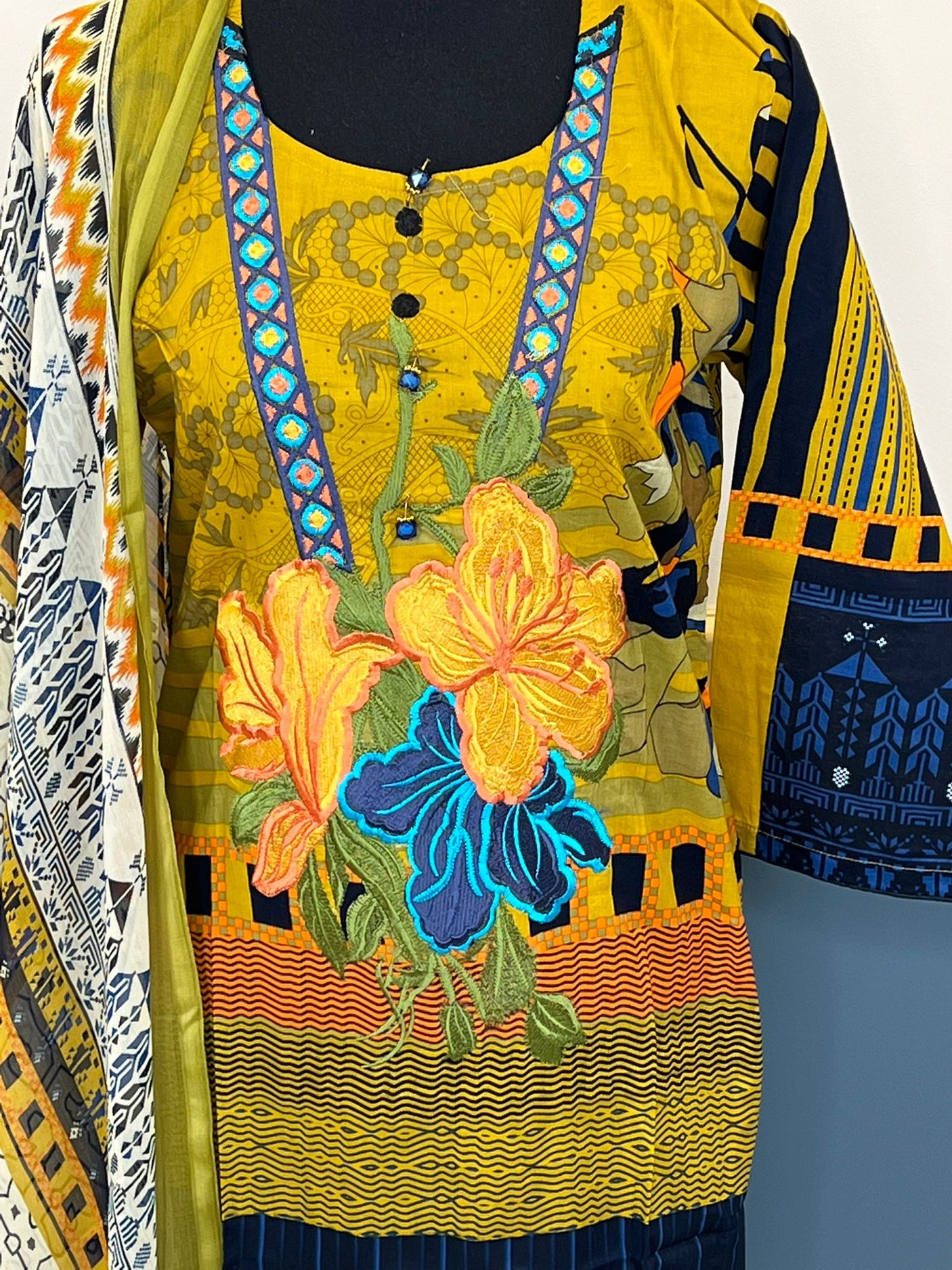 Pakistani Stitched Embroidery Lawn Suit Ready To Ship