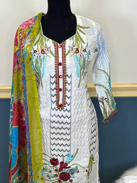 Indian Cotton Stitched Embroidery Suit Ready To Ship