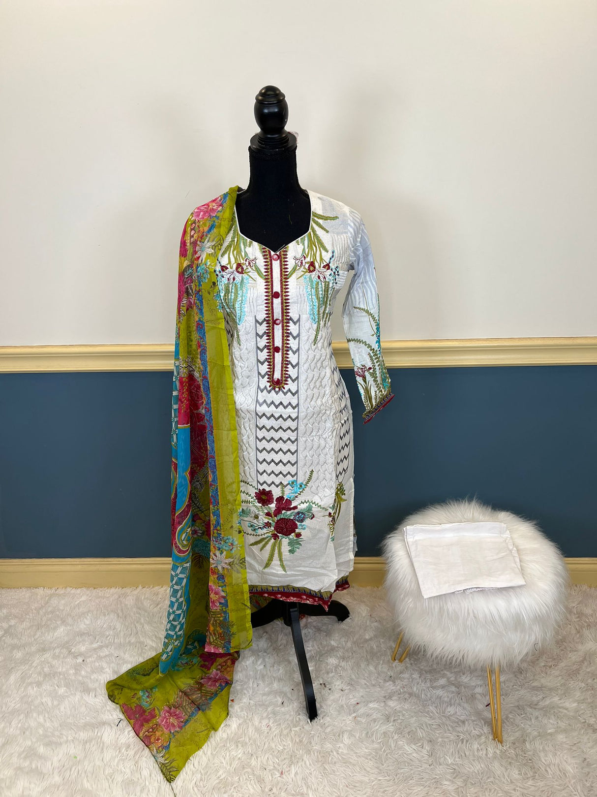 Indian Cotton Stitched Embroidery Suit Ready To Ship