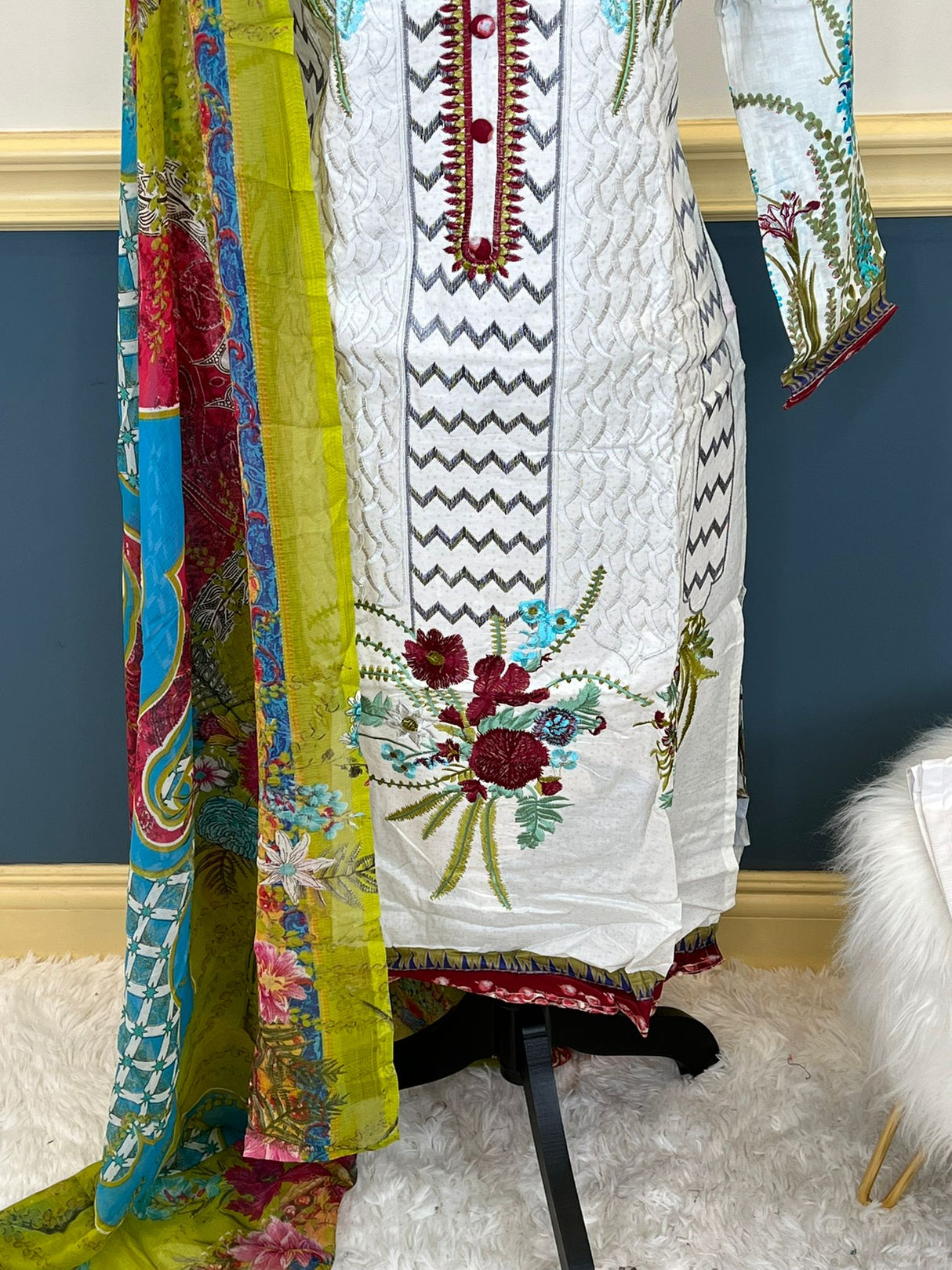 Indian Cotton Stitched Embroidery Suit Ready To Ship