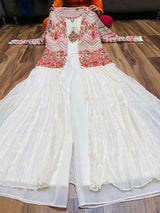 Premium Georgette crop top with beautiful zardosi , embroidery ,mirror work  Premium Georgette palazo Premium Georgette jacket with beautiful embroidery and mirror work