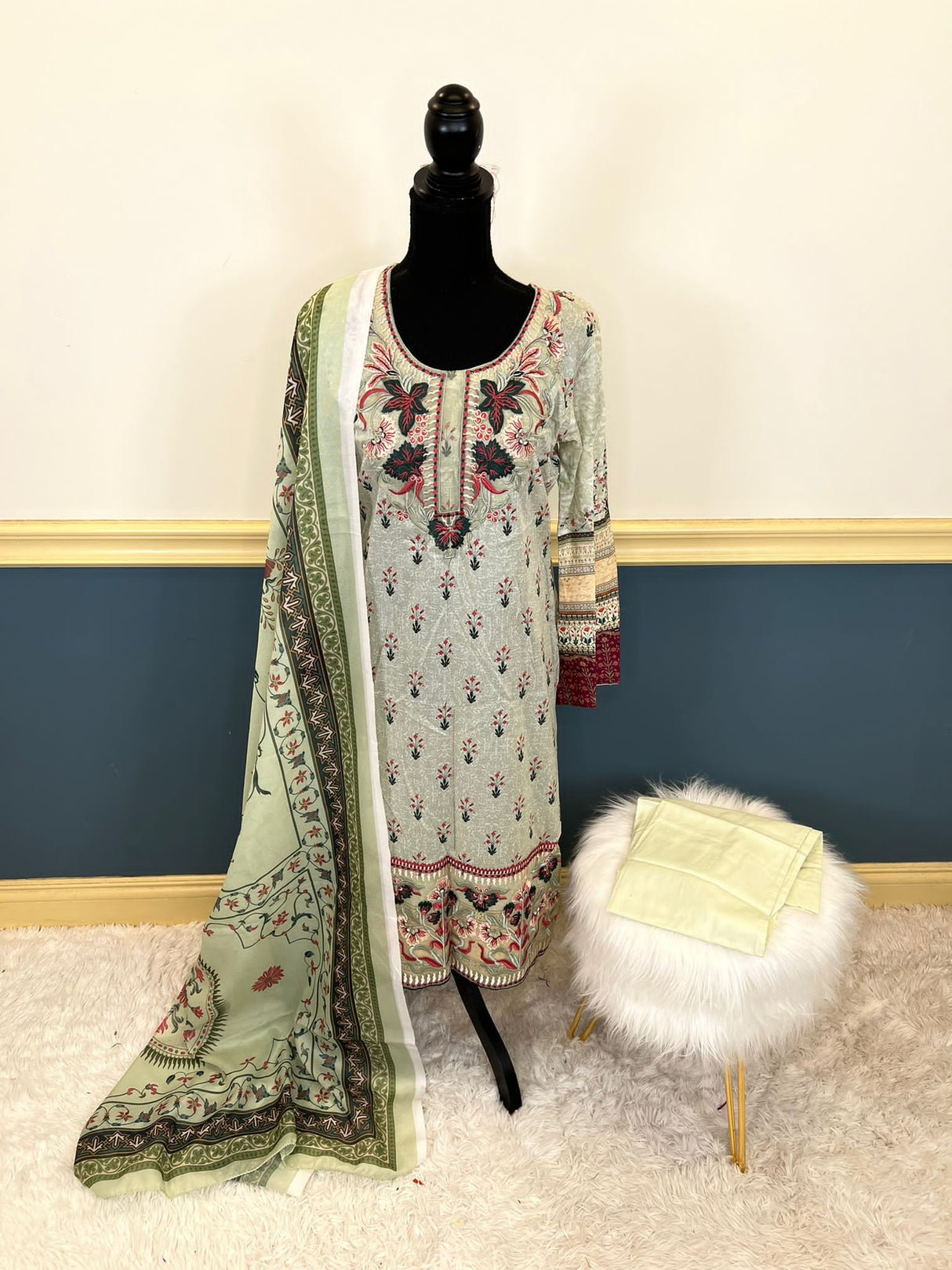 Indian Cotton Stitched Embroidery Suit Ready To Ship