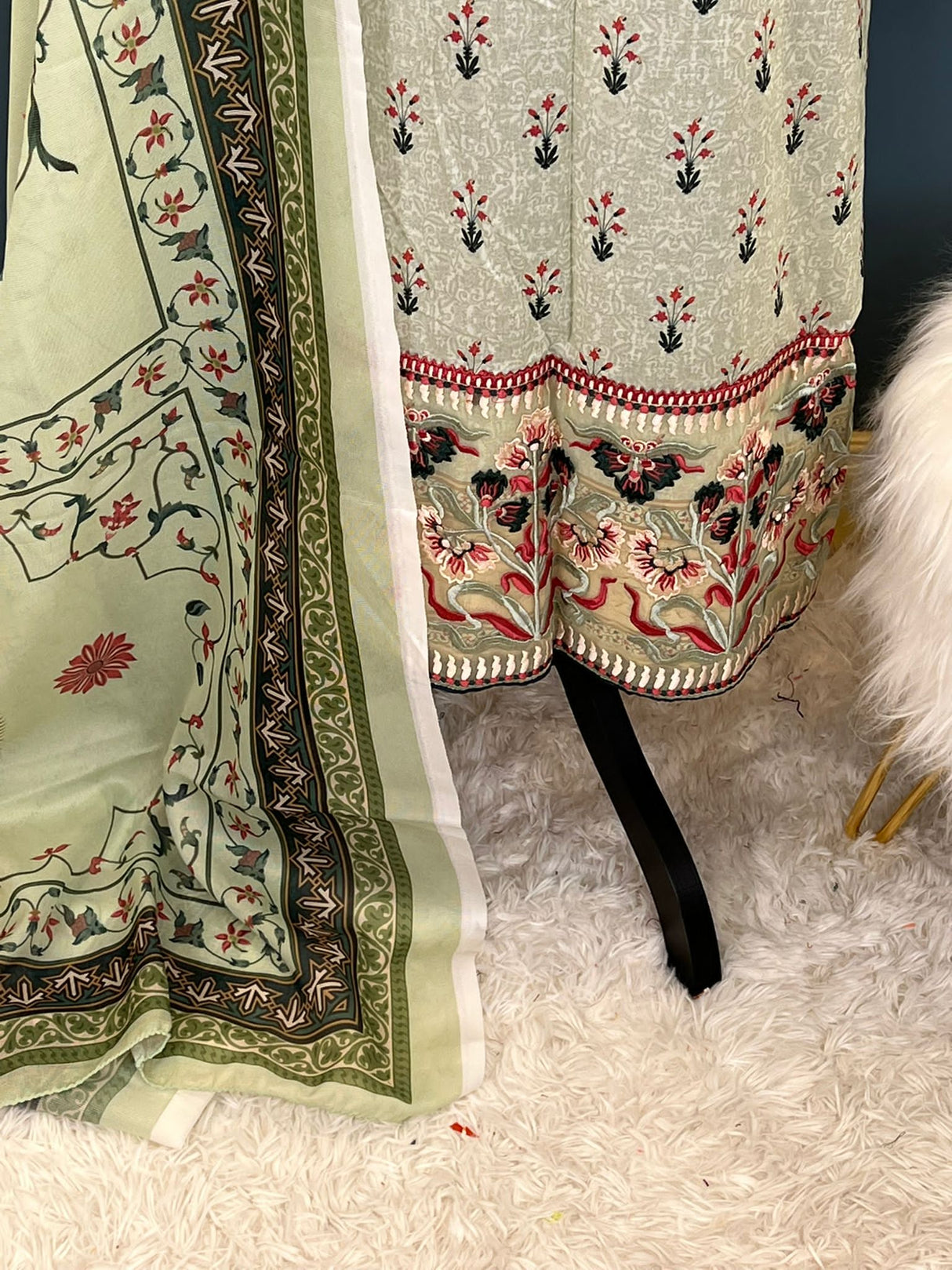 Indian Cotton Stitched Embroidery Suit Ready To Ship