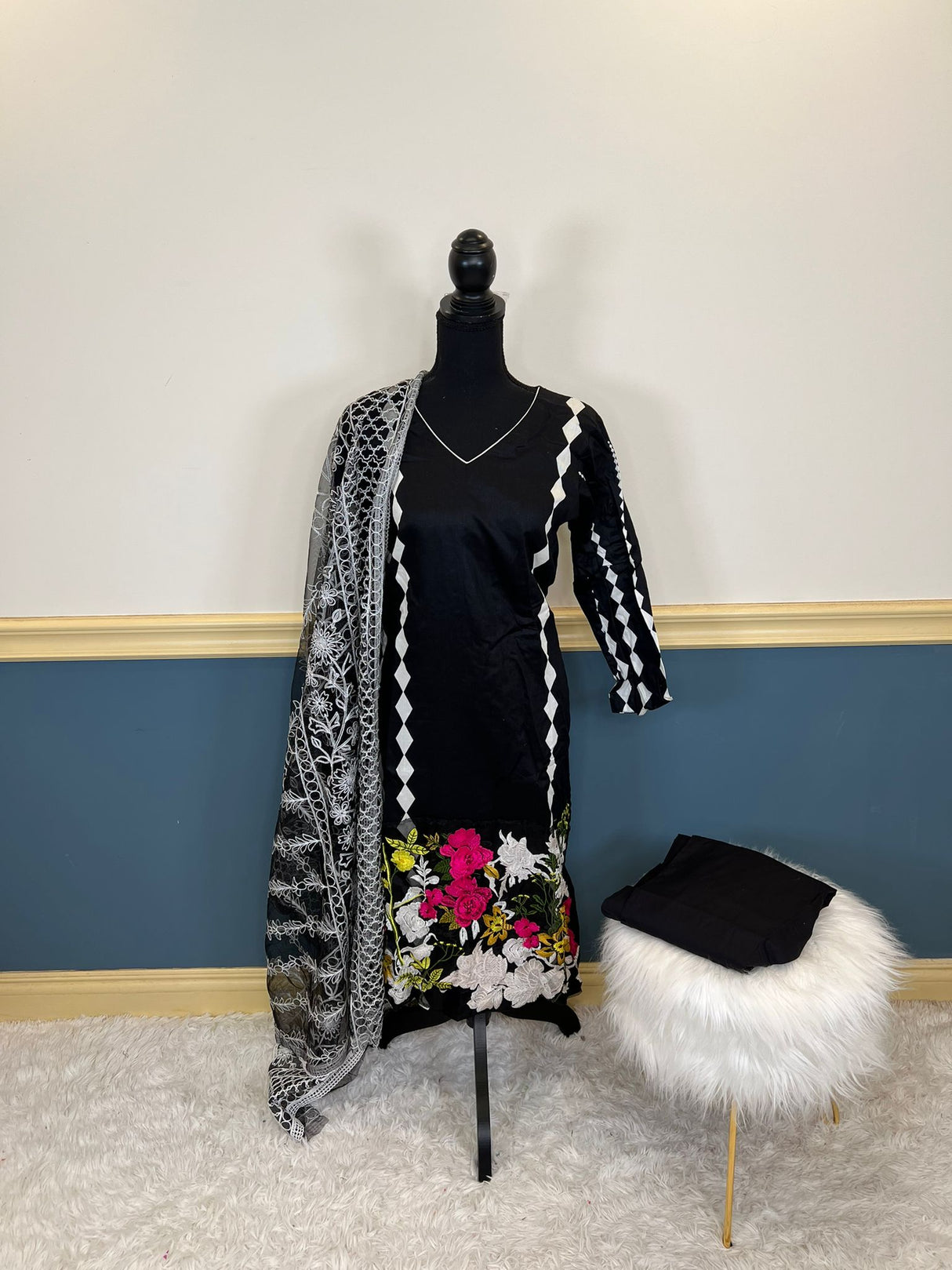 Indian Cotton Stitched Embroidery Suit Ready To Ship