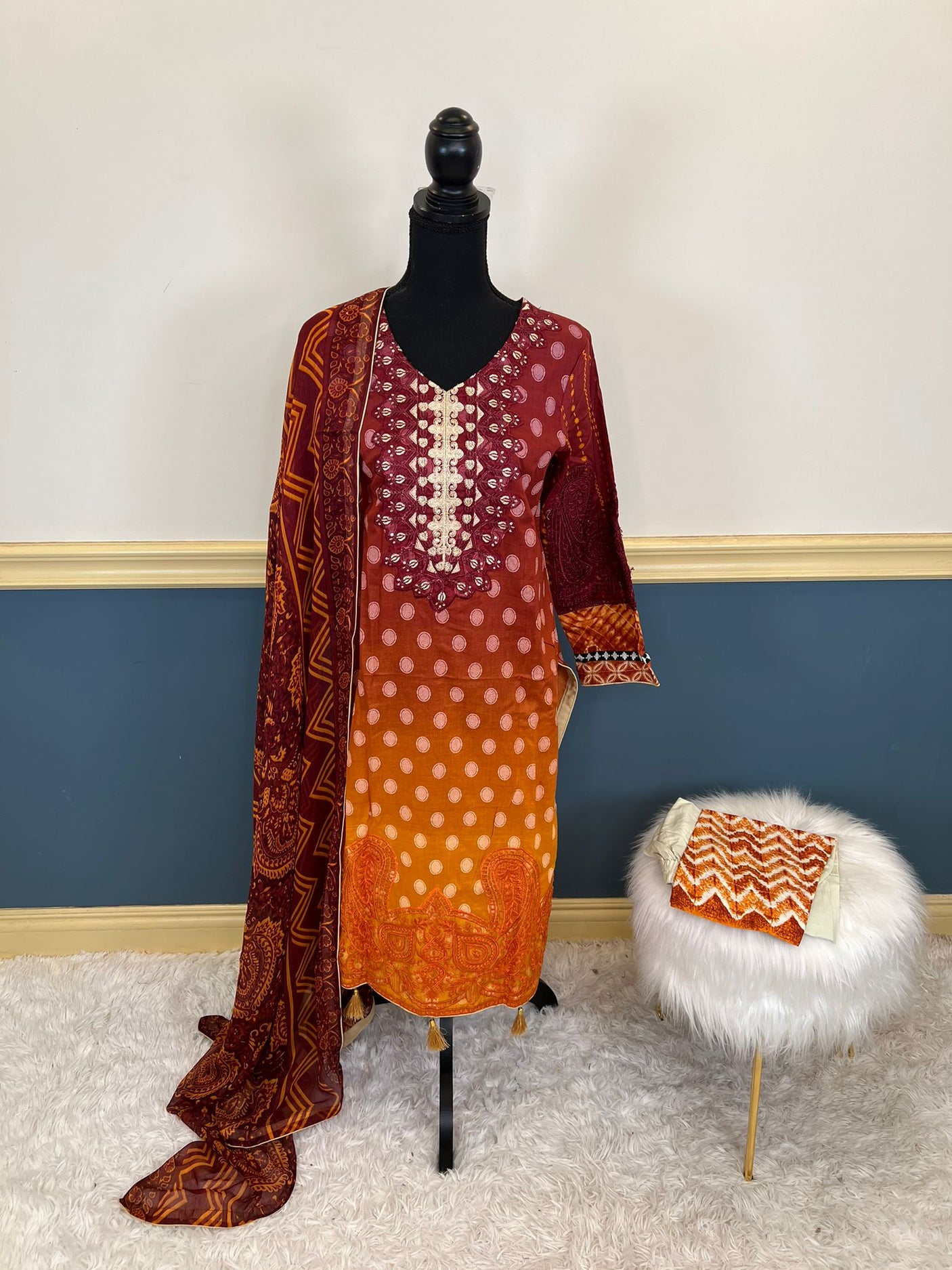 Pakistani Stitched Embroidered lawn Salwar kameez ready to ship