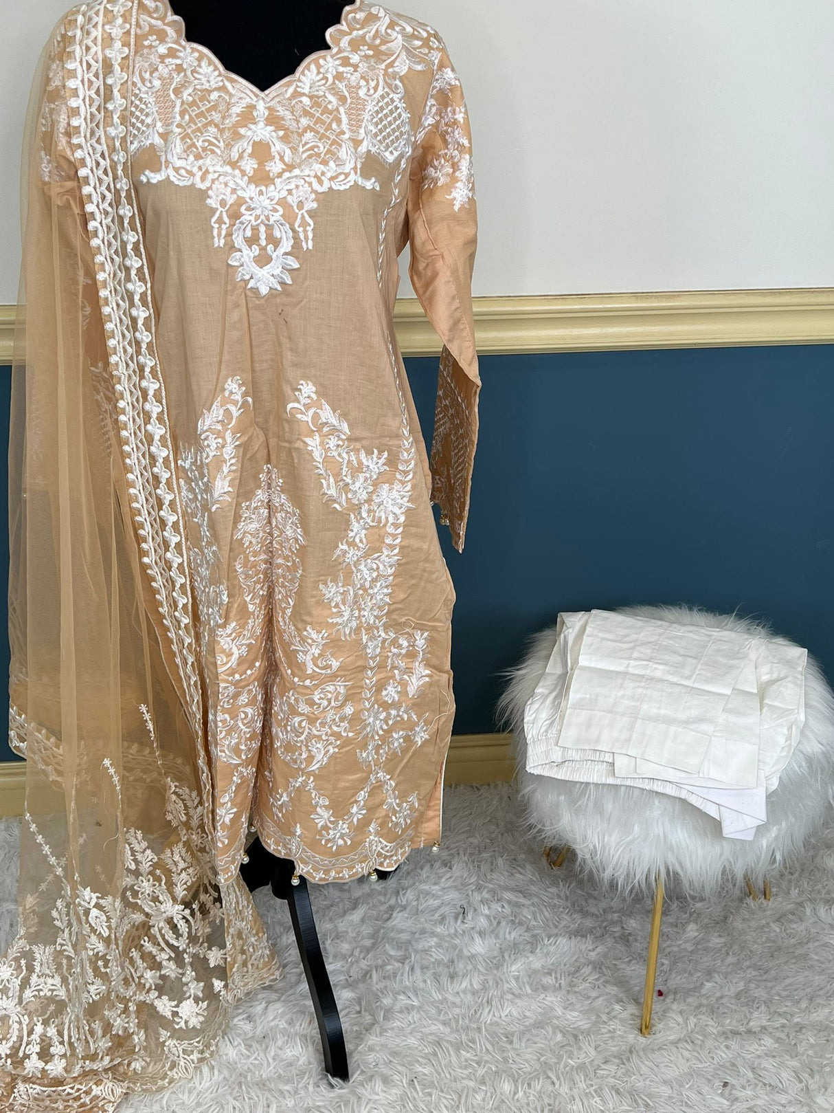 Pakistani lawn stitched  Embroidered Suit Ready To Ship