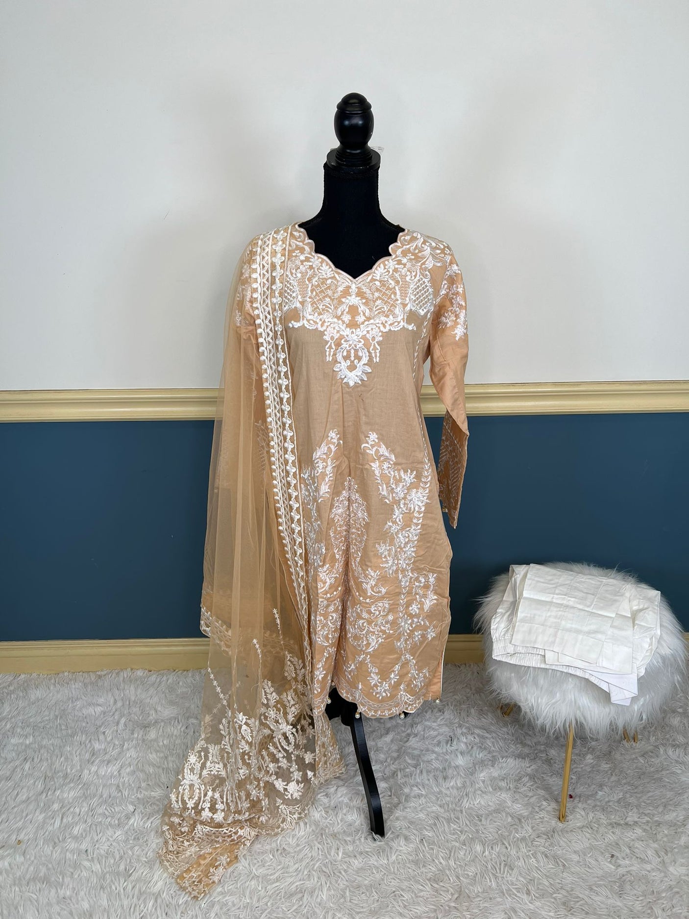 Pakistani lawn stitched  Embroidered Suit Ready To Ship