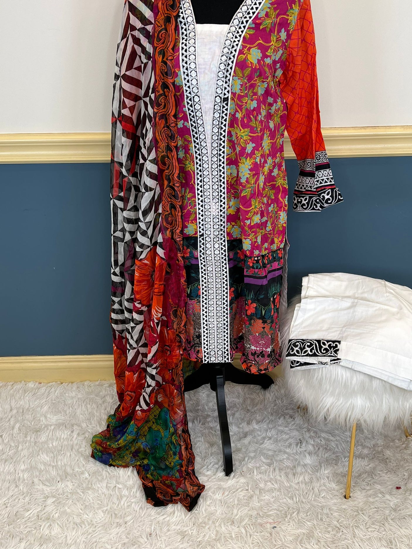 Pakistani lawn stitched  Embroidered Suit Ready To Ship