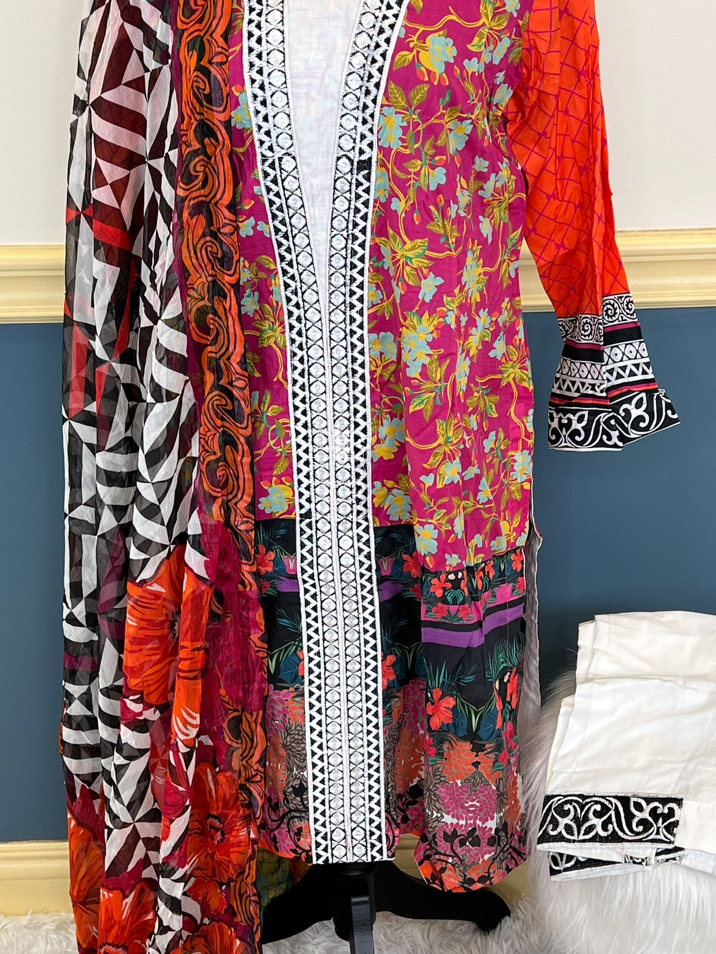 Pakistani lawn stitched  Embroidered Suit Ready To Ship