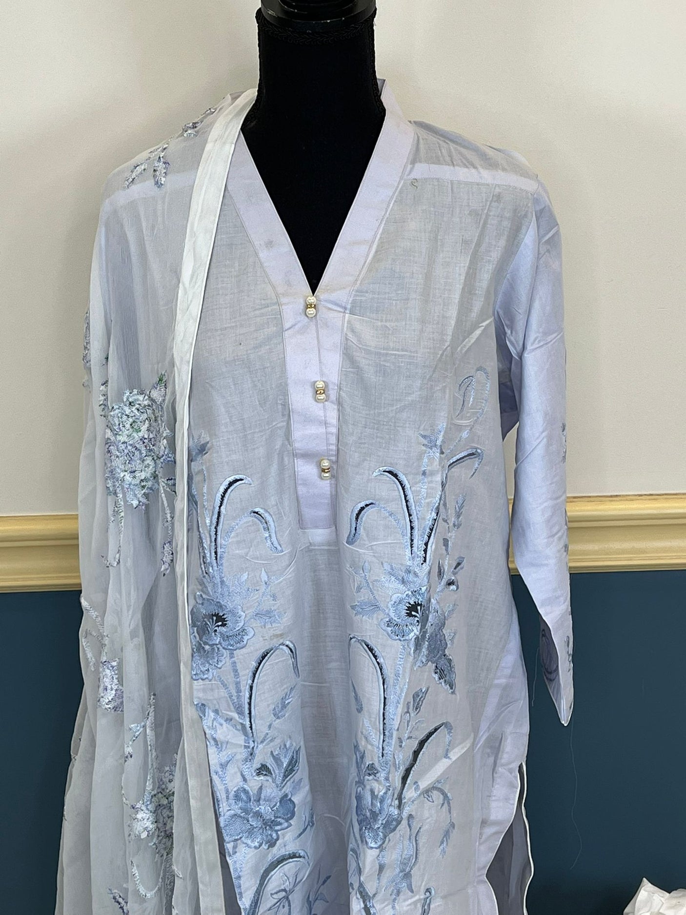 Pakistani lawn stitched  Embroidered Suit Ready To Ship