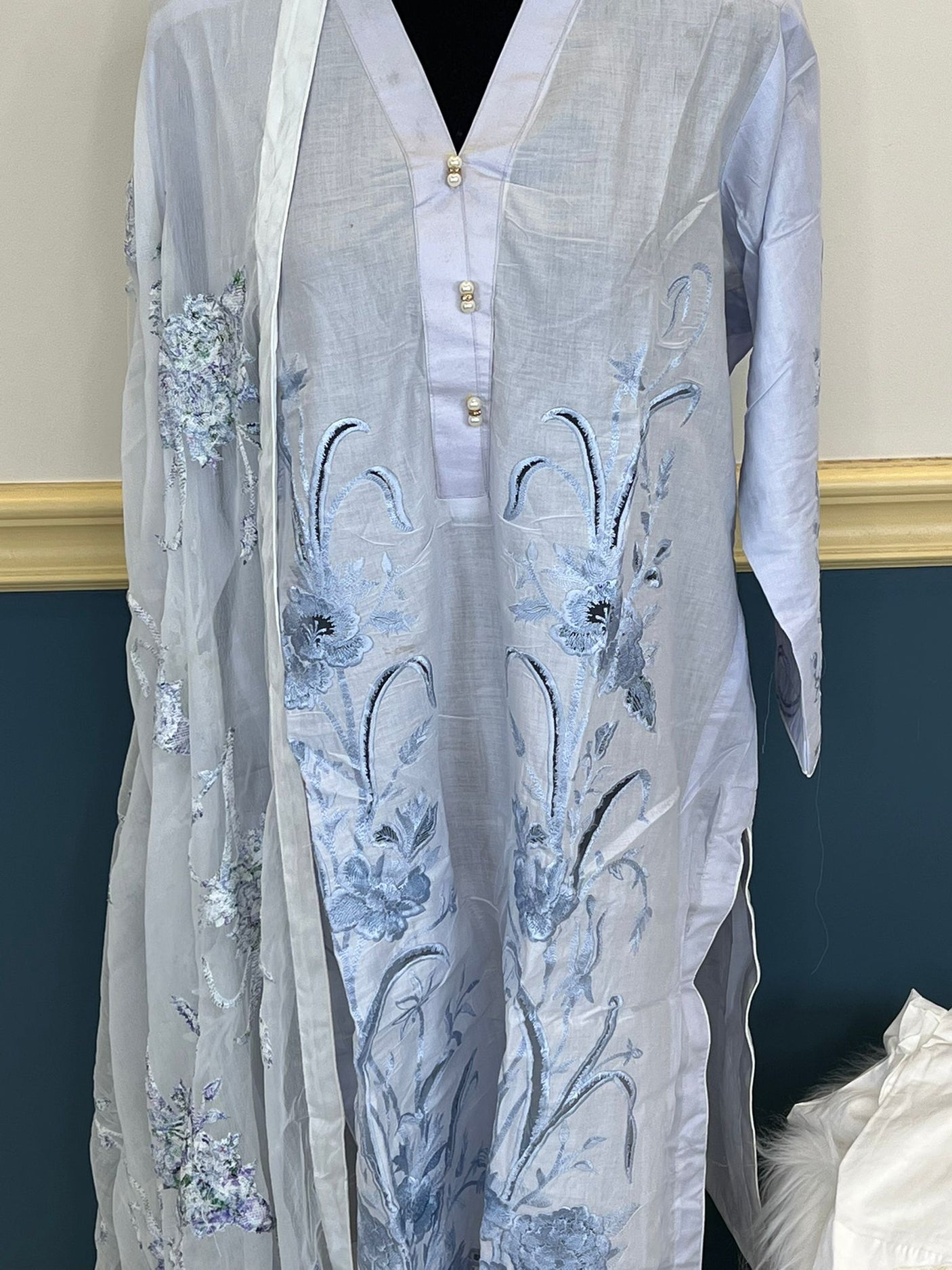 Pakistani lawn stitched  Embroidered Suit Ready To Ship