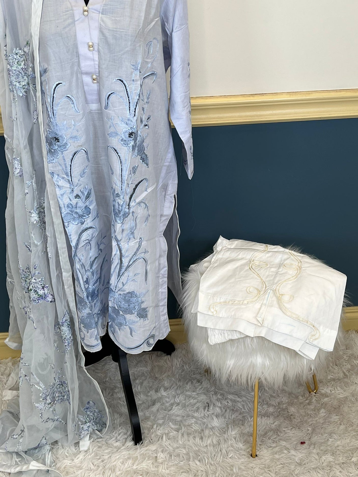 Pakistani lawn stitched  Embroidered Suit Ready To Ship