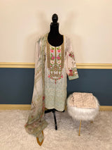 Pakistani lawn stitched  Embroidered Suit Ready To Ship