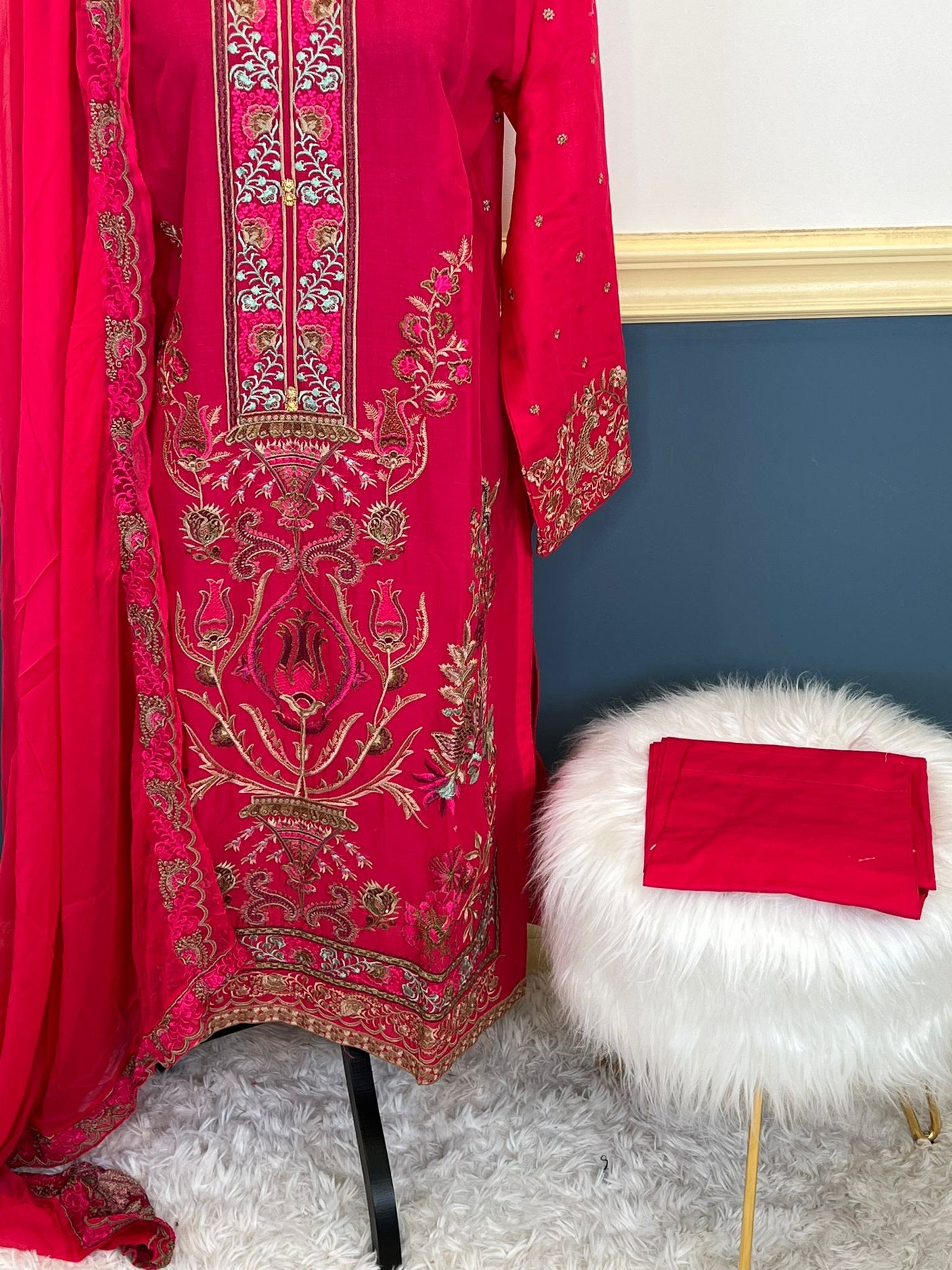 Pakistani lawn stitched  Embroidered Suit Ready To Ship