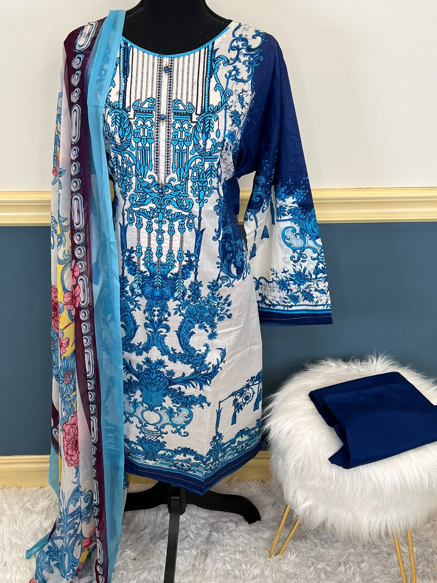 Pakistani Stitched Embroidery Lawn Suit Ready To Ship