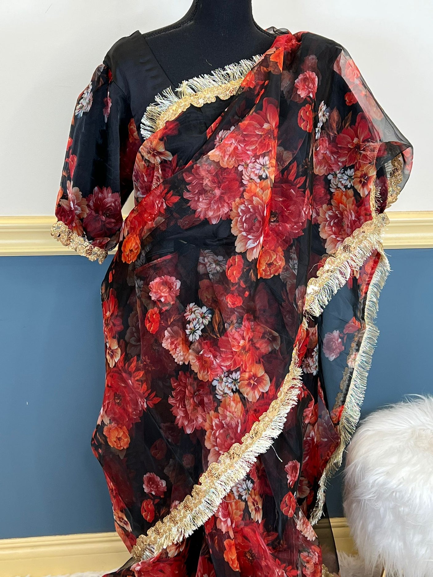 Pure Organza Saree with Stiched Blouse