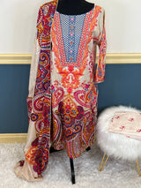 Indian Cotton Stitched Embroidery Suit Ready To Ship