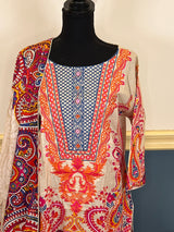 Indian Cotton Stitched Embroidery Suit Ready To Ship