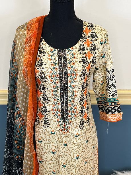 Indian Cotton Stitched Embroidery Suit Ready To Ship