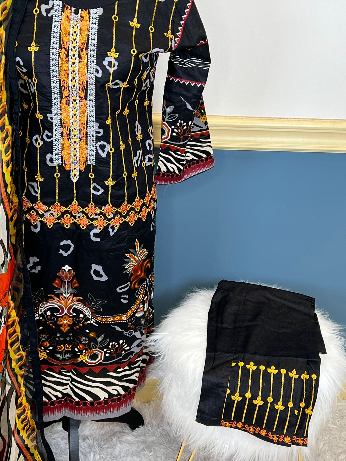 Indian Cotton Stitched Embroidery Suit Ready To Ship