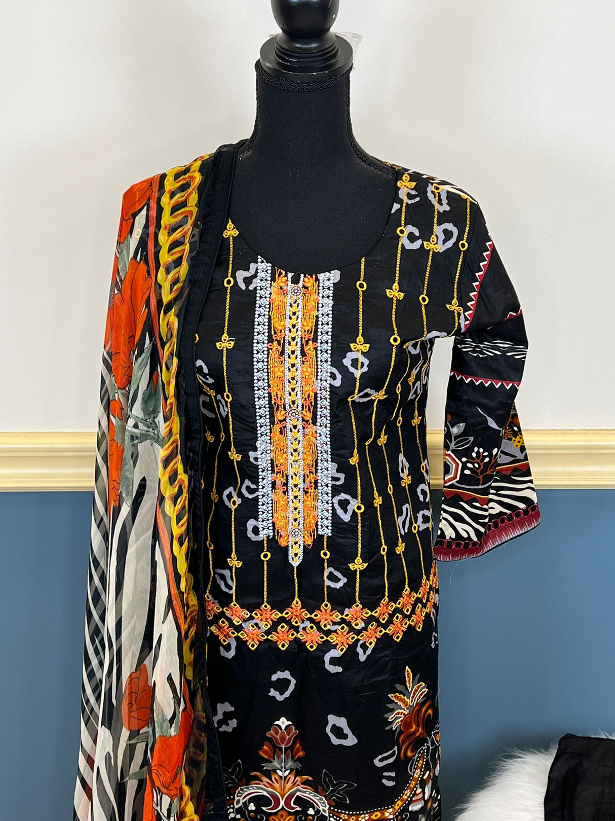 Indian Cotton Stitched Embroidery Suit Ready To Ship