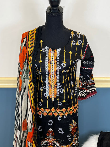 Indian Cotton Stitched Embroidery Suit Ready To Ship