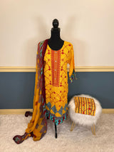 Indian Cotton Stitched Embroidery Suit Ready To Ship