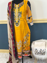 Indian Cotton Stitched Embroidery Suit Ready To Ship