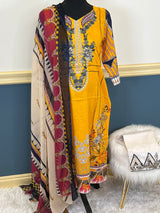 Indian Cotton Stitched Embroidery Suit Ready To Ship