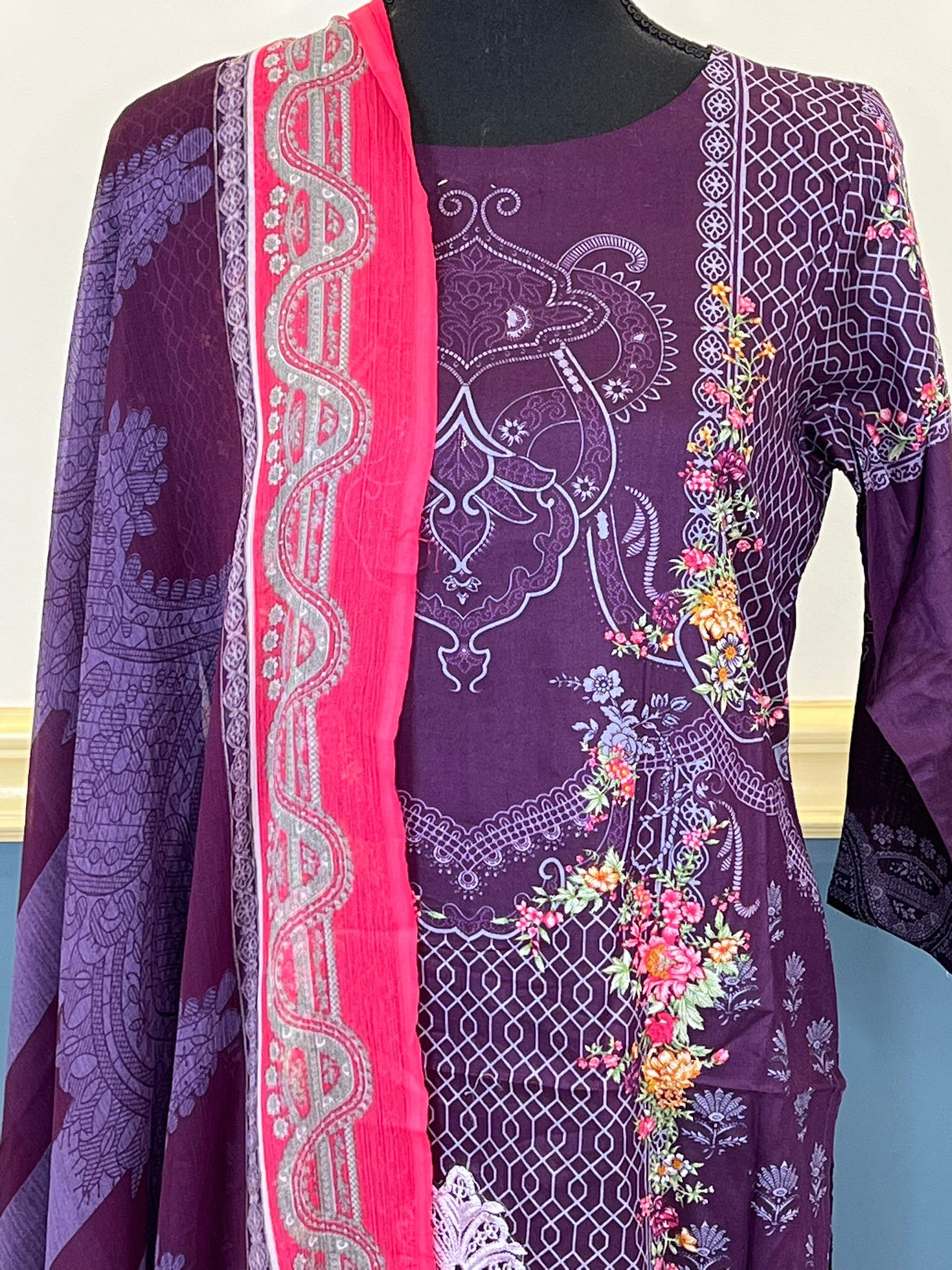 Indian Cotton Stitched Embroidery Suit Ready To Ship