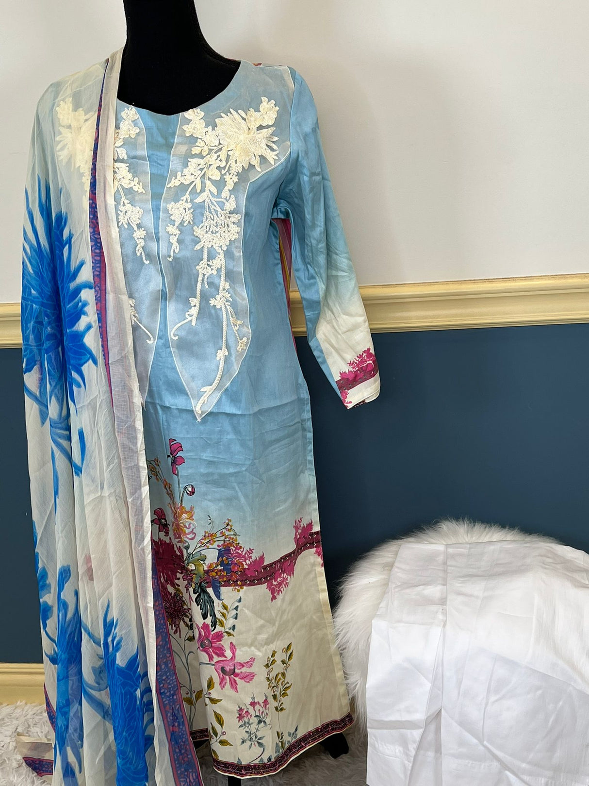 Indian Cotton Stitched Embroidery Suit Ready To Ship