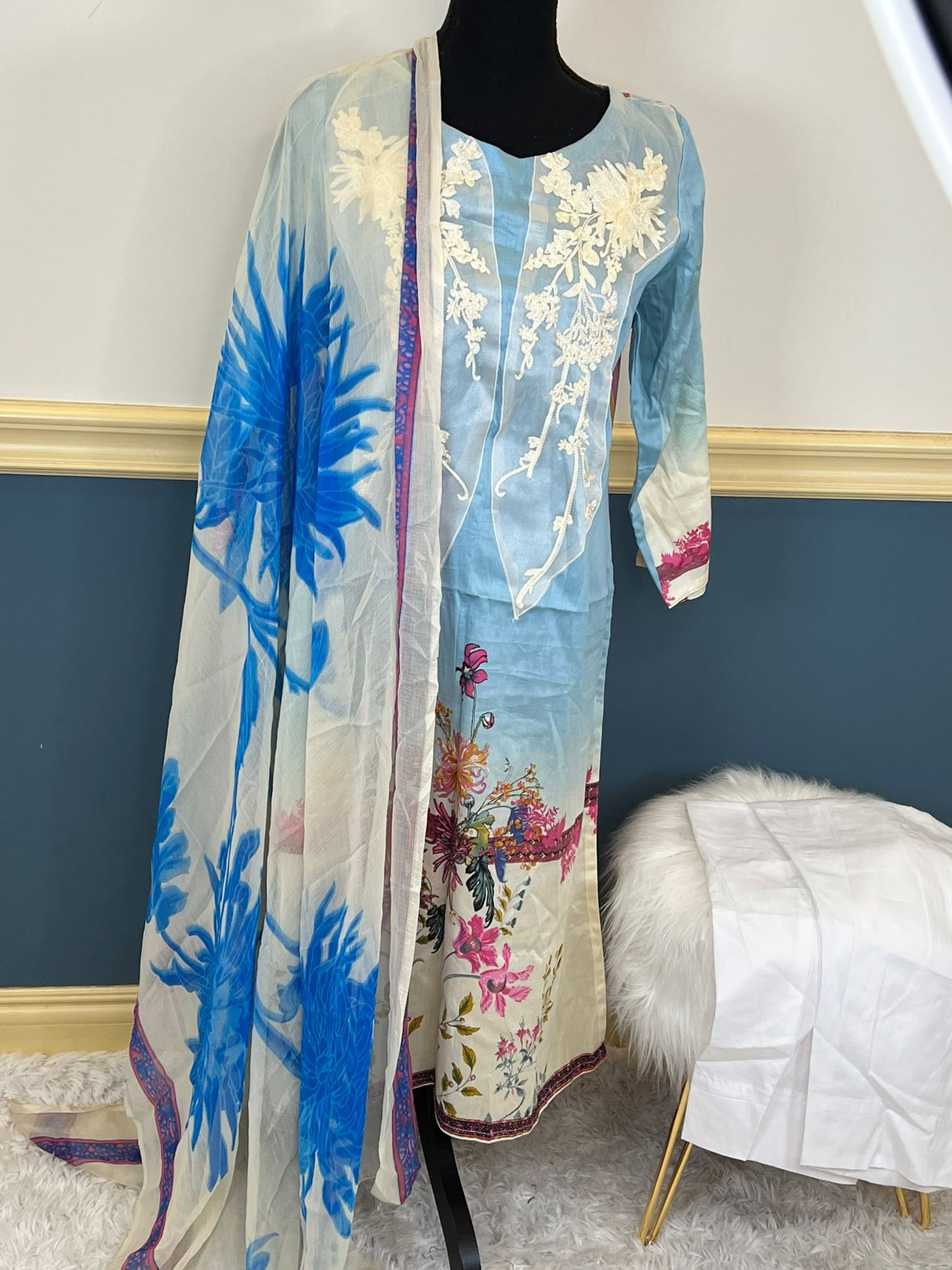 Indian Cotton Stitched Embroidery Suit Ready To Ship