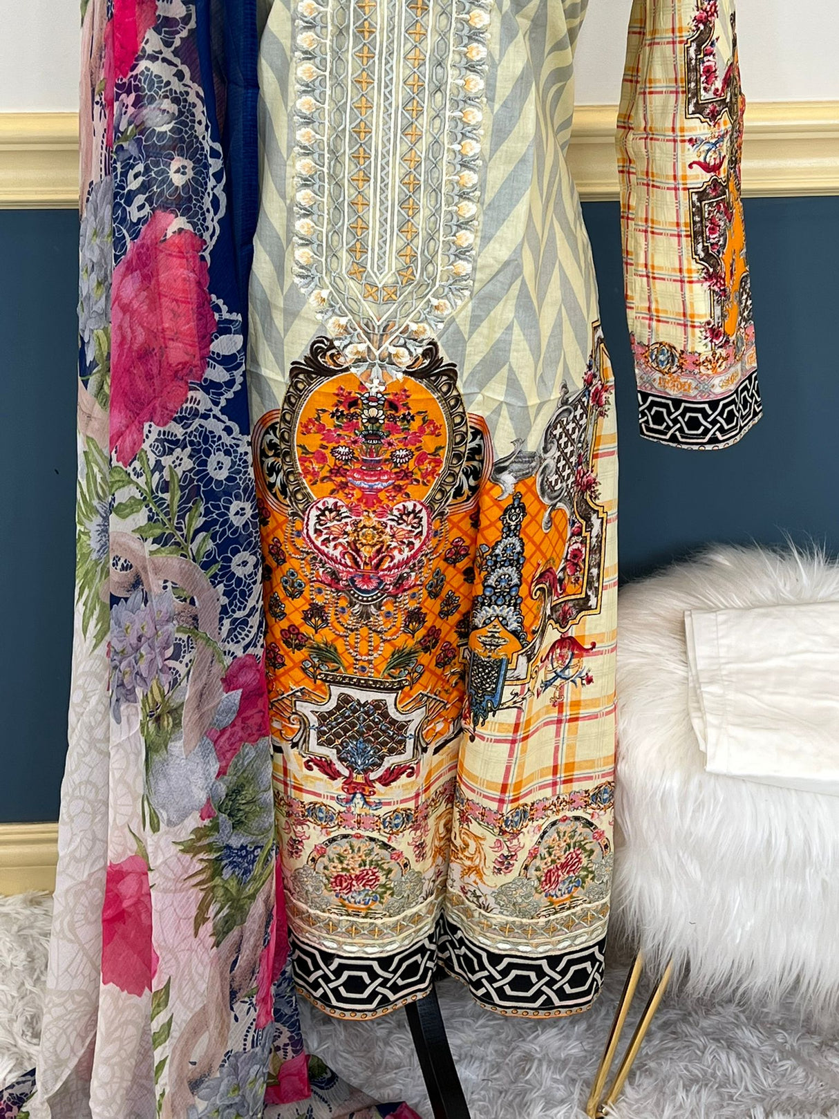 Indian Cotton Stitched Embroidery Suit Ready To Ship