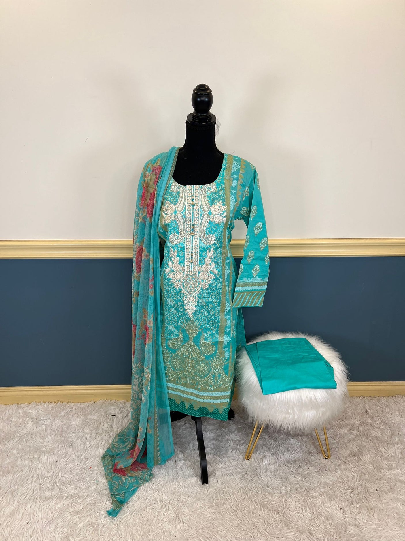 Pakistani Stitched Embroidery Lawn Suit Ready To Ship