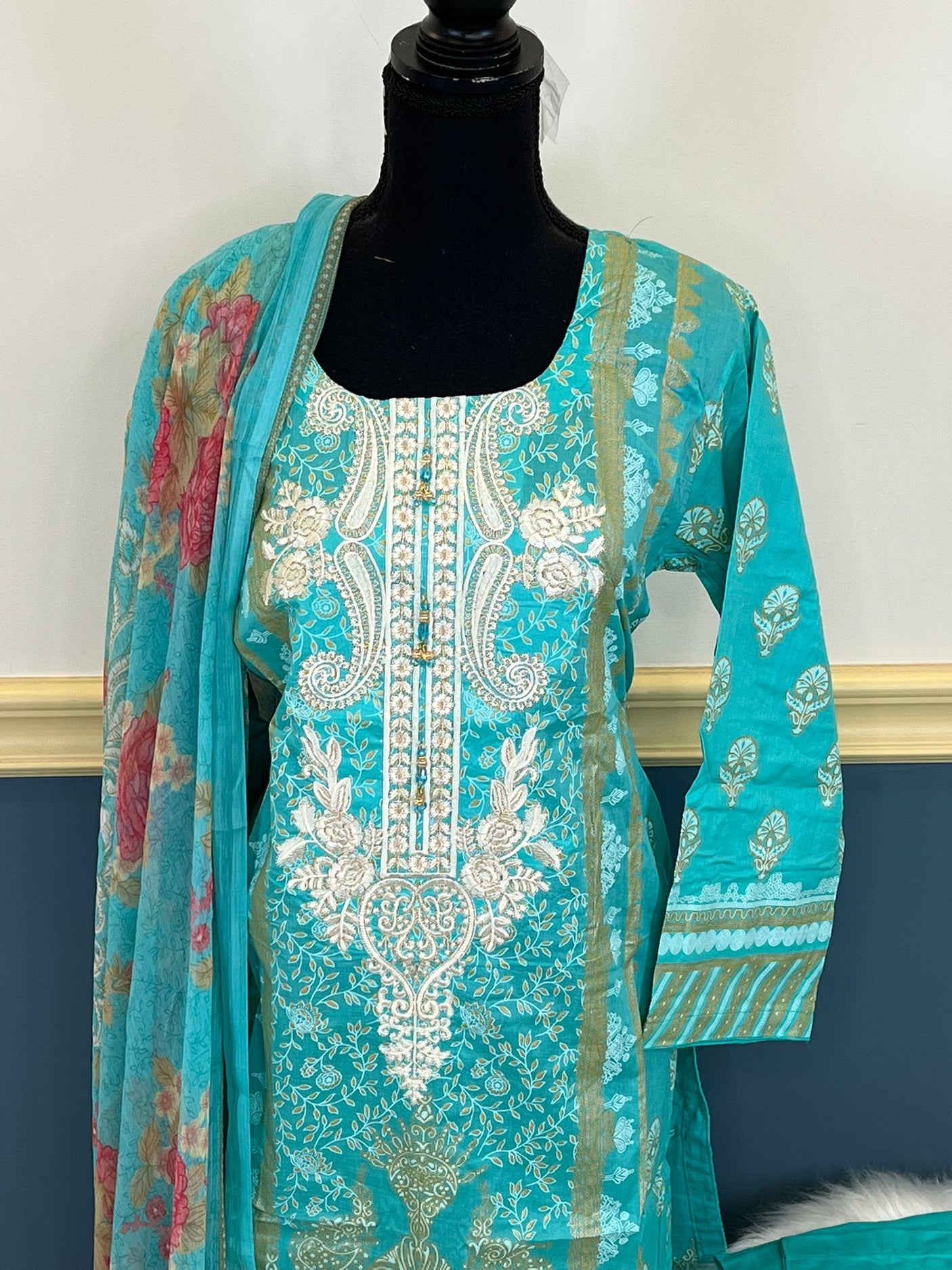 Pakistani Stitched Embroidery Lawn Suit Ready To Ship