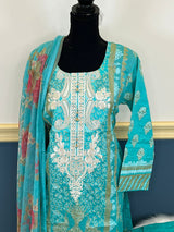 Pakistani Stitched Embroidery Lawn Suit Ready To Ship
