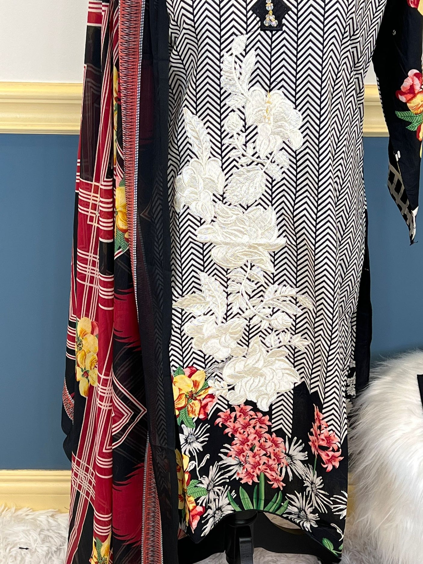 Pakistani Stitched Embroidery Lawn Suit Ready To Ship