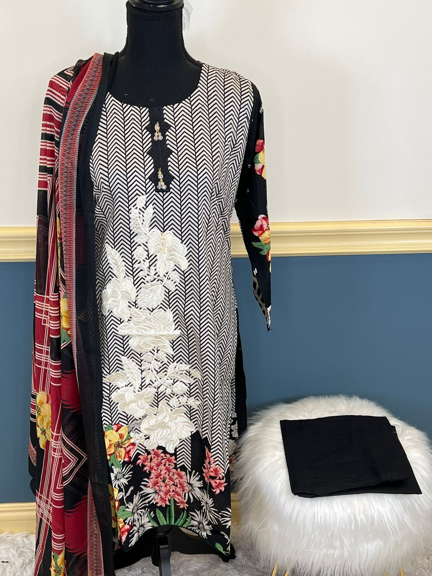 Pakistani Stitched Embroidery Lawn Suit Ready To Ship