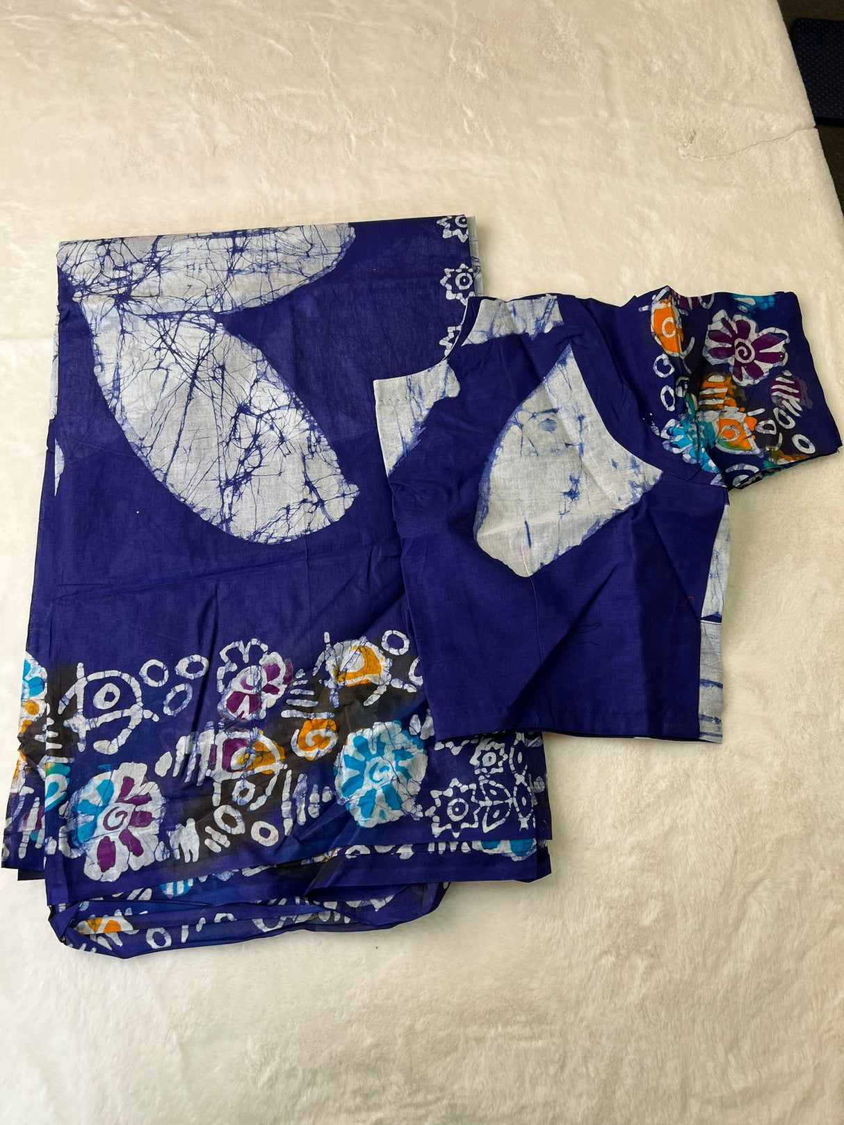 Cotton batik saree with stiched blouse