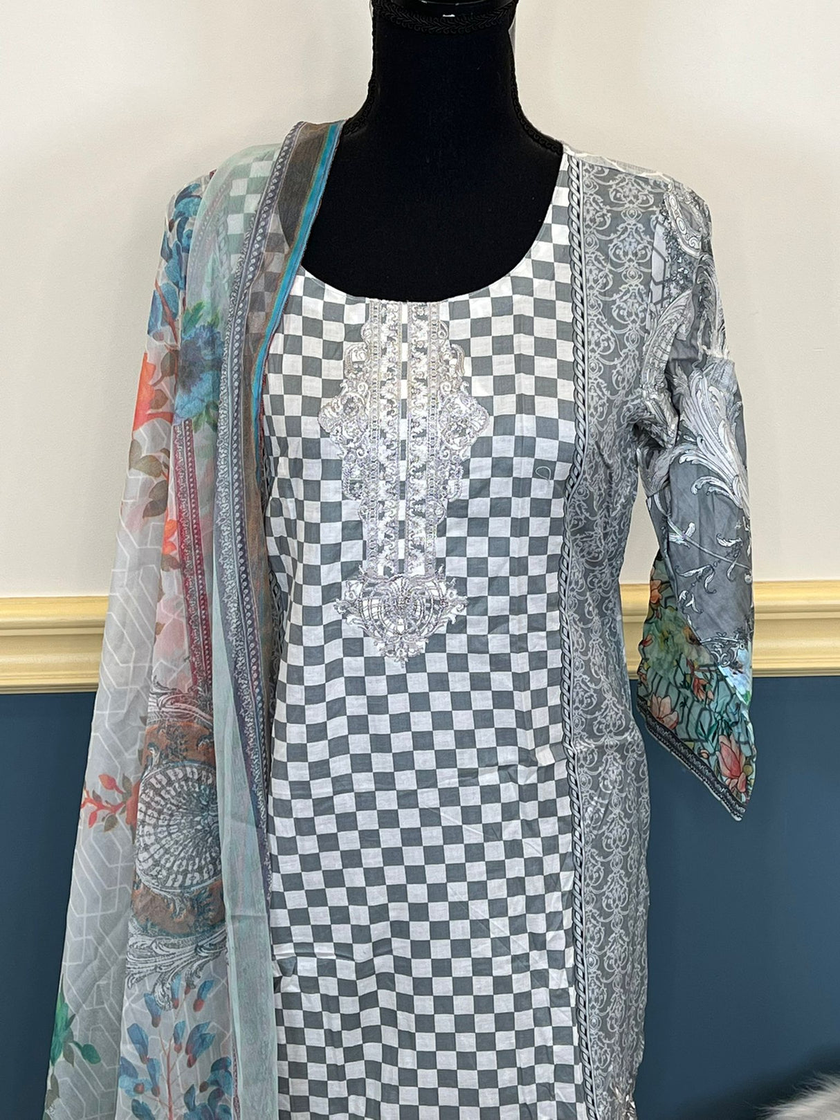 Indian Cotton Stitched Embroidery Suit Ready To Ship