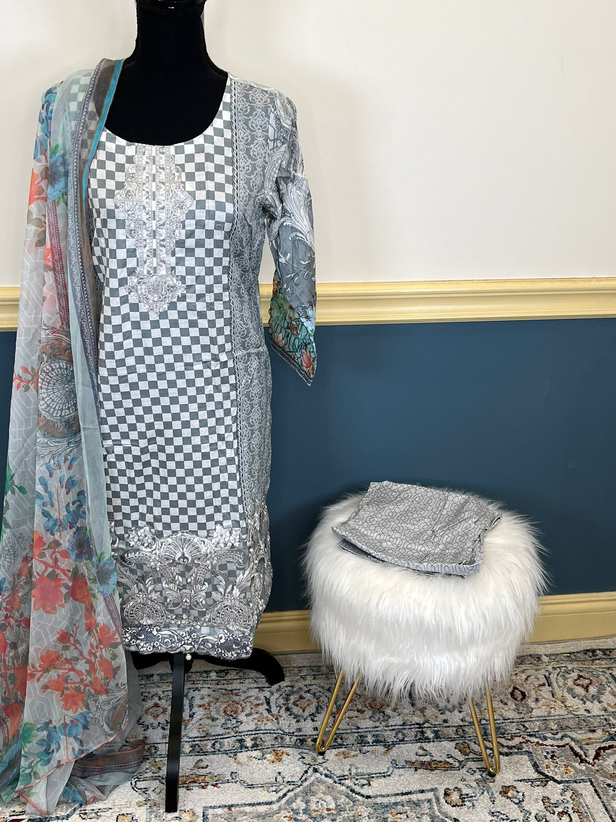 Indian Cotton Stitched Embroidery Suit Ready To Ship