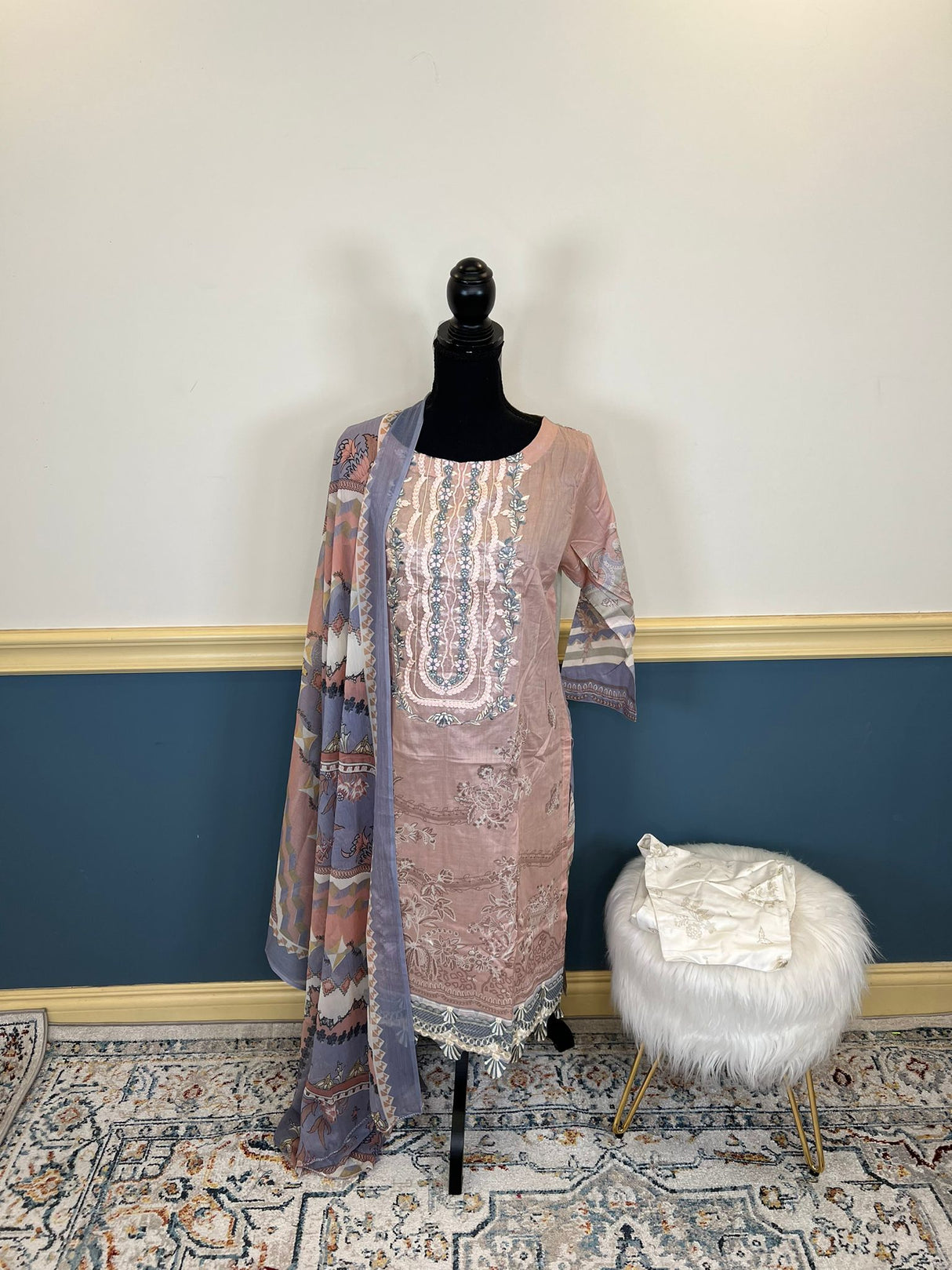 Indian Cotton Stitched Embroidery Suit Ready To Ship