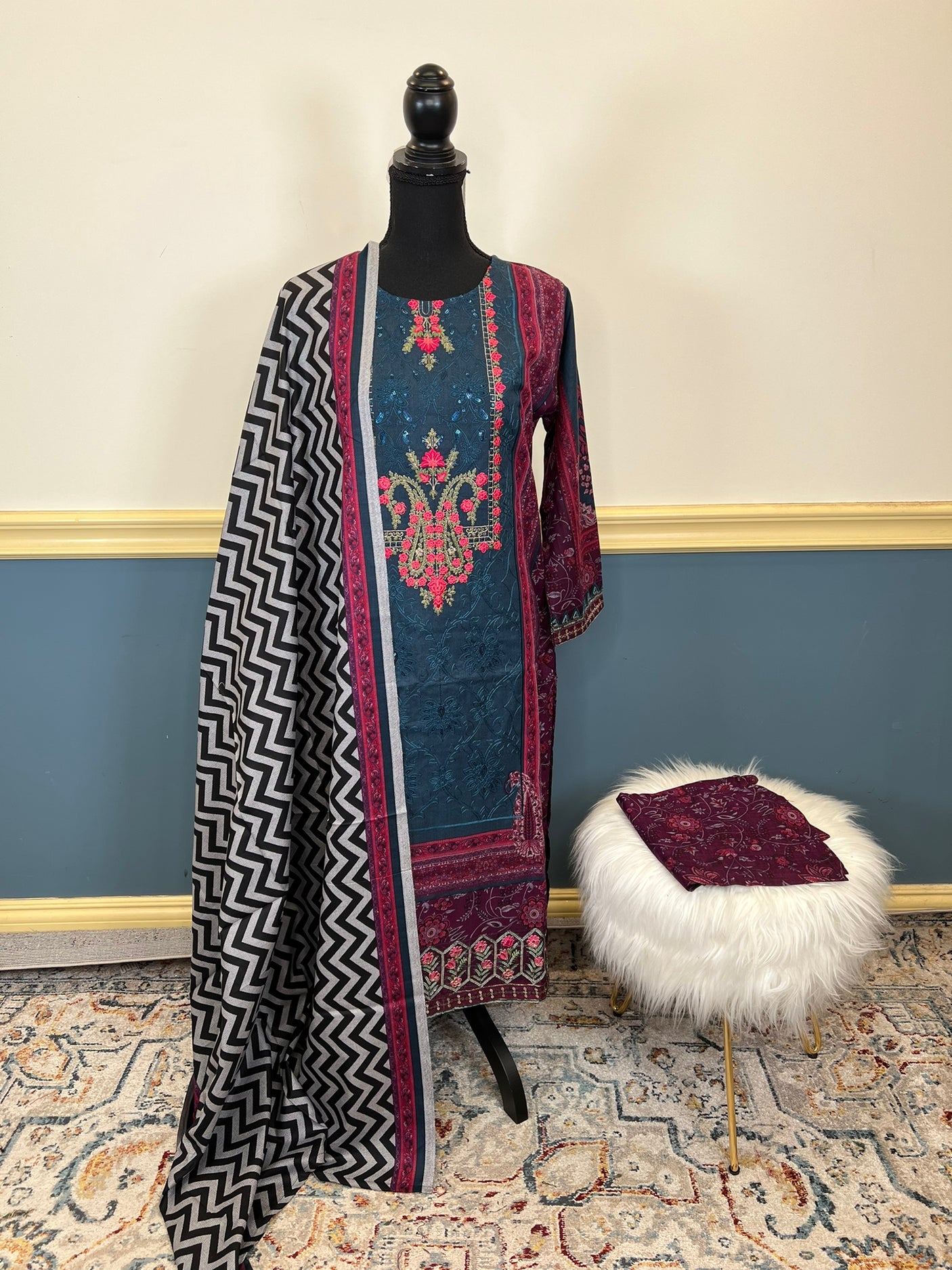 Pakistani Linen Embroidered Salwar kameez Ready To Ship