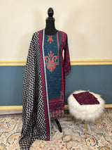 Pakistani Linen Embroidered Salwar kameez Ready To Ship